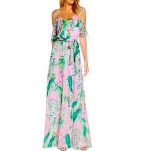 Lilly Pulitzer Pink and Green Maxi Dress